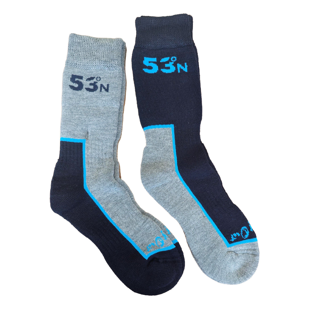 Exceptio Merino Hiking Socks - 2 Pack Navy/Grey / UK 3.5-6-Navy/Grey / UK 6.5-9-Navy/Grey / UK 9.5-12 - 53 Degrees North 