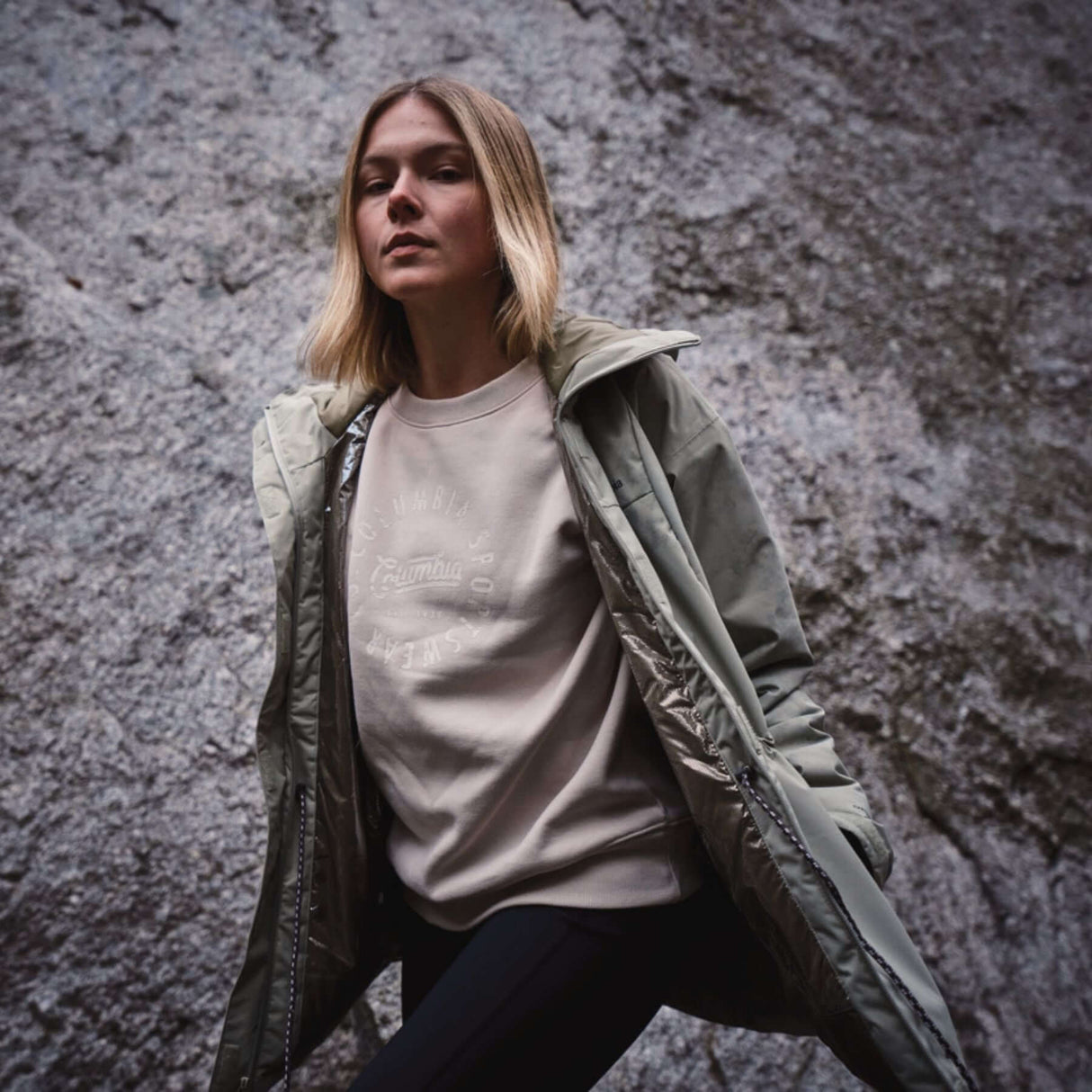 Columbia Women's Meridian Creek Crew Dark Stone/Columbia All Around / X-Small-Dark Stone/Columbia All Around / Small-Dark Stone/Columbia All Around / Medium-Dark Stone/Columbia All Around / Large-Dark Stone/Columbia All Around / X-Large #- 53 Degrees North 