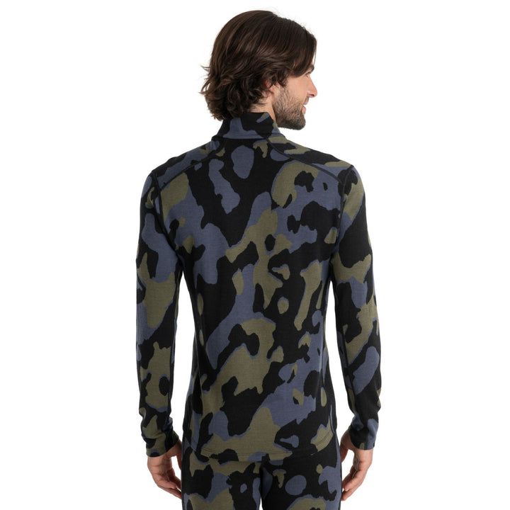Icebreaker Men's 260 Vertex Long Sleeve Half Zip Natural Camo #color_black-loden-graphite