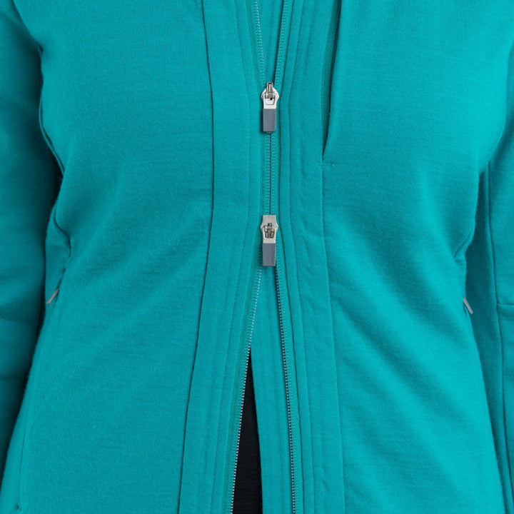 Icebreaker Women's Quantum Long Sleeve Zip #color_flux-green