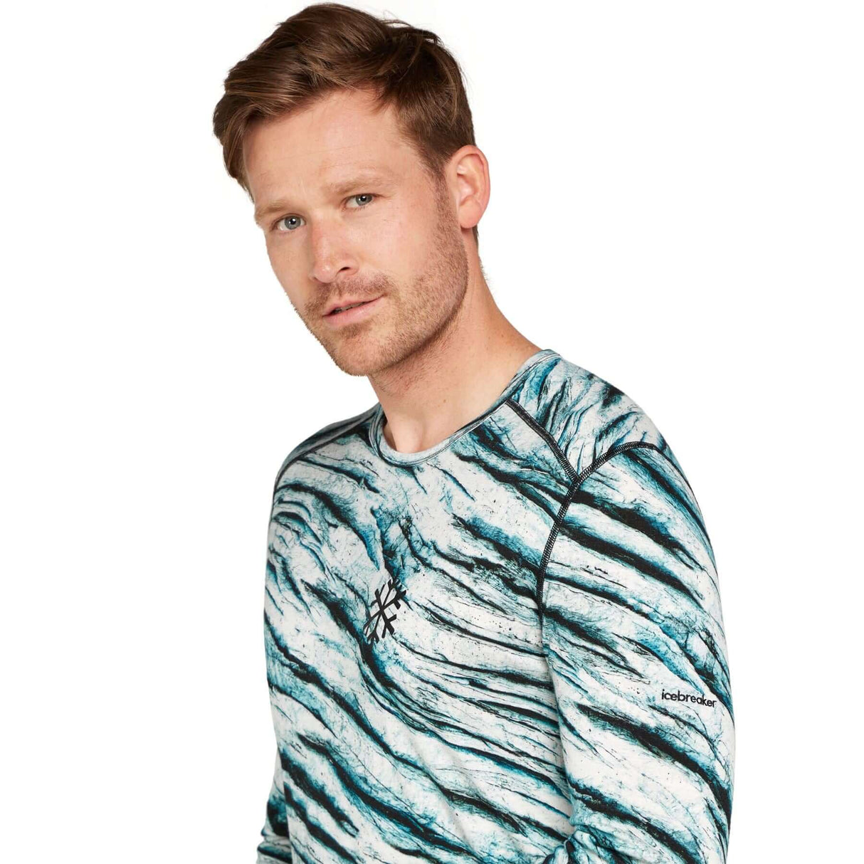 Icebreaker Men's 200 Oasis Long Sleeve Crewe Protect Our Winters AOP Snow/AOP / Small-Snow/AOP / Medium-Snow/AOP / Large-Snow/AOP / X-Large-Snow/AOP / XX-Large #- 53 Degrees North 