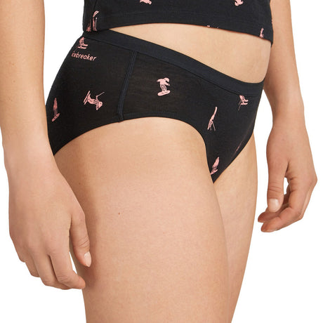 Icebreaker Women's 150 Siren Hipkini Snow Day Black/Acid Pink/AOP / X-Small-Black/Acid Pink/AOP / Small-Black/Acid Pink/AOP / Medium-Black/Acid Pink/AOP / Large-Black/Acid Pink/AOP / X-Large #- 53 Degrees North 