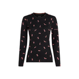 Icebreaker Women's 200 Oasis Long Sleeve Crewe Snow Day Black/Acid Pink/AOP / X-Small-Black/Acid Pink/AOP / Small-Black/Acid Pink/AOP / Medium-Black/Acid Pink/AOP / Large-Black/Acid Pink/AOP / X-Large #- 53 Degrees North 