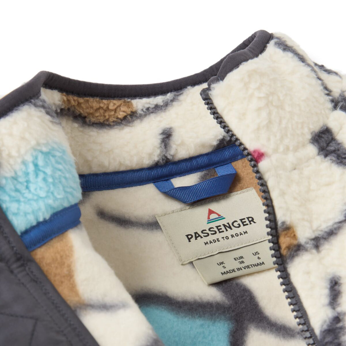 Passenger Women's Fairbanks 2.0 Full Zip Recycled Sherpa Fleece Abstract Trails Off White / X-Small-Abstract Trails Off White / Small-Abstract Trails Off White / Medium-Abstract Trails Off White / Large-Abstract Trails Off White / X-Large #- 53 Degrees North 