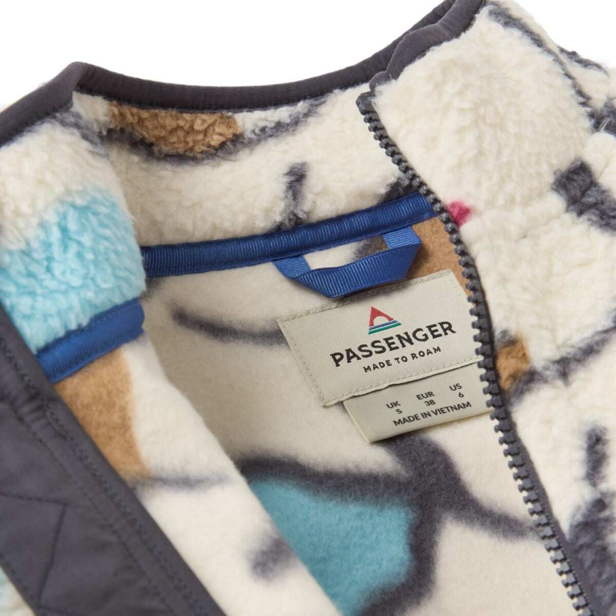 Passenger Women's Fairbanks 2.0 Full Zip Recycled Sherpa Fleece Abstract Trails Off White / X-Small-Abstract Trails Off White / Small-Abstract Trails Off White / Medium-Abstract Trails Off White / Large-Abstract Trails Off White / X-Large #- 53 Degrees North 