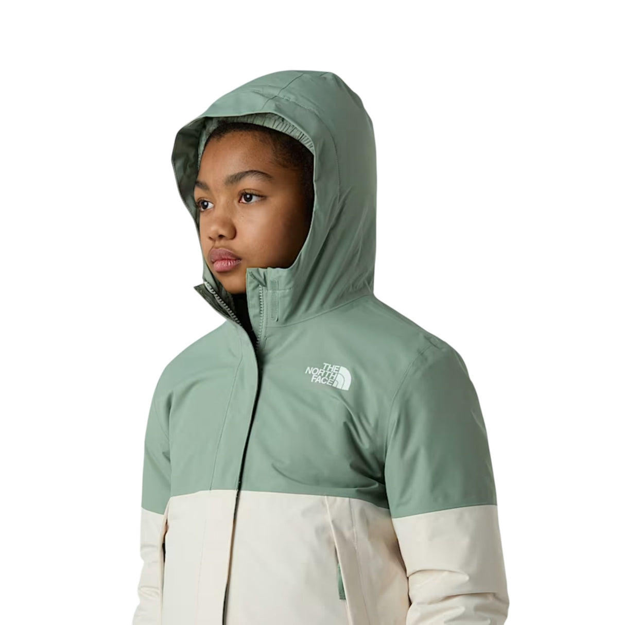 The North Face Girls' Warm Antora Rain Jacket Slate Moss/White Dune / Age 5-6-Slate Moss/White Dune / Age 7-8-Slate Moss/White Dune / Age 9-10-Slate Moss/White Dune / Age 11-12-Slate Moss/White Dune / Age 14-16 #- 53 Degrees North 