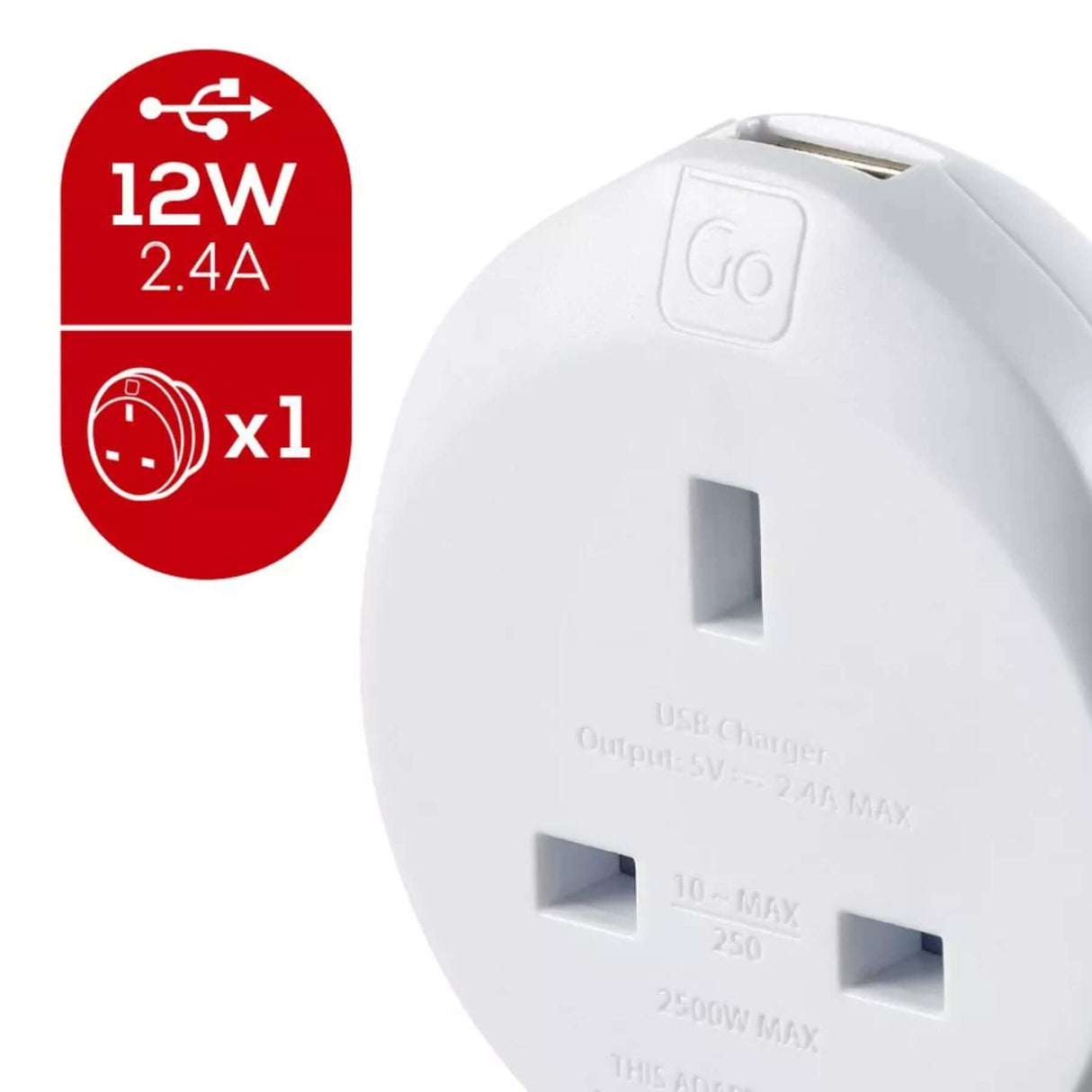 Go Travel UK-USA Adaptor + USB Default Title - 53 Degrees North 