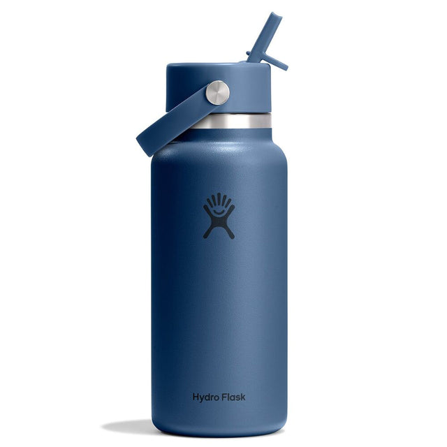 Hydro Flask 32 oz (946 ml) Wide Mouth with Flex Straw Cap Insulated Bottle Harbor Blue - 53 Degrees North
