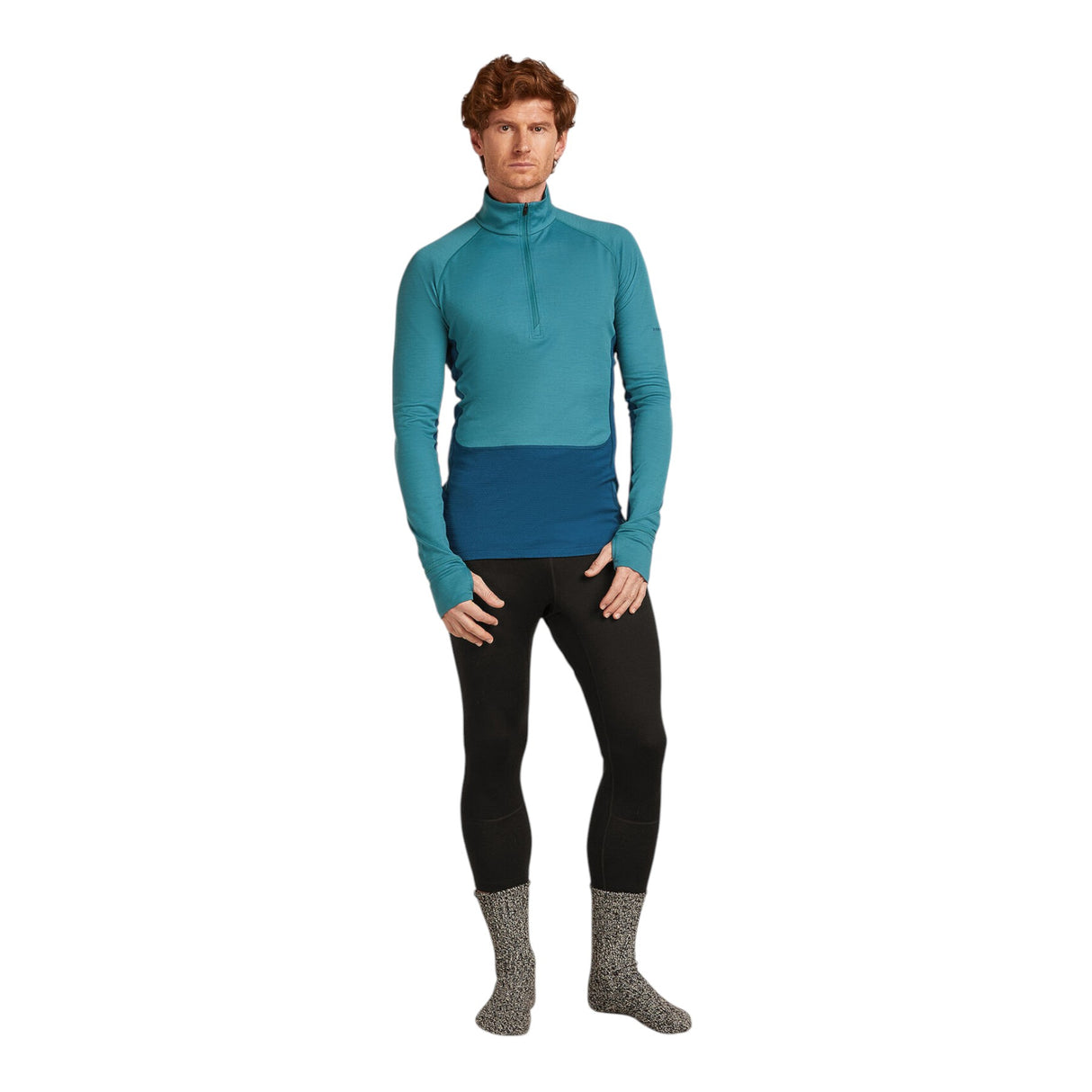 Icebreaker Men's 200 Zoneknit Long Sleeve Half Zip Baselayer Brilliant/Baja / Small-Brilliant/Baja / Medium-Brilliant/Baja / Large-Brilliant/Baja / X-Large-Brilliant/Baja / XX-Large - 53 Degrees North 