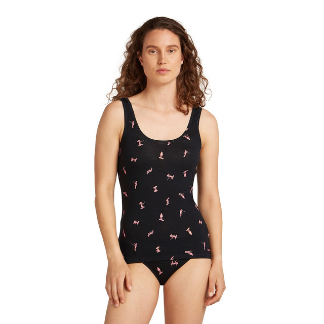 Icebreaker Women's 150 Siren Tank Snow Day Black/Acid Pink/AOP / X-Small-Black/Acid Pink/AOP / Small-Black/Acid Pink/AOP / Medium-Black/Acid Pink/AOP / Large-Black/Acid Pink/AOP / X-Large - 53 Degrees North 