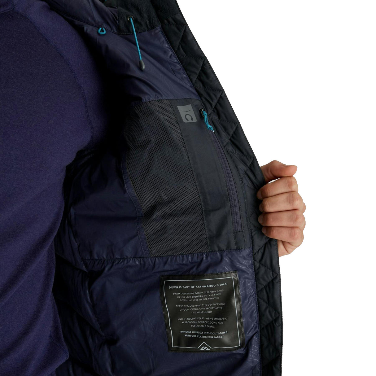 Kathmandu Men's Epiq Hooded Down Jacket Eddy/Meteor / Small-Eddy/Meteor / Medium-Eddy/Meteor / Large-Eddy/Meteor / X-Large-Eddy/Meteor / XX-Large - 53 Degrees North 