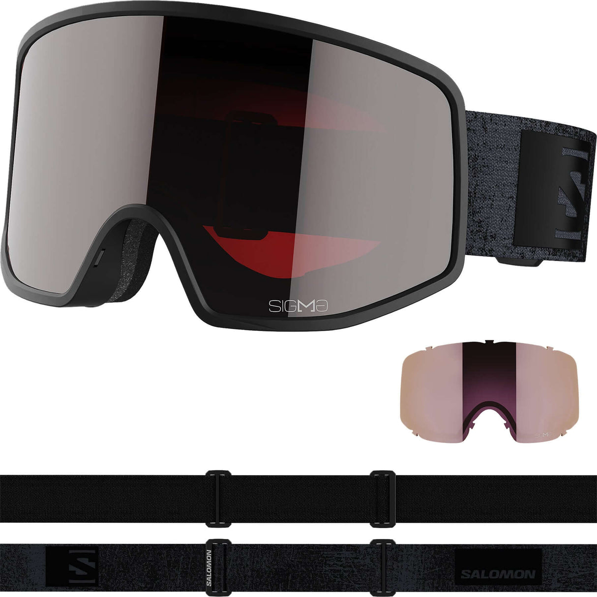 Salomon Sentry Pro Sigma Ski Goggles (and Extra Lens) Black Tie Dye/Gunmetal/Pink #- 53 Degrees North 