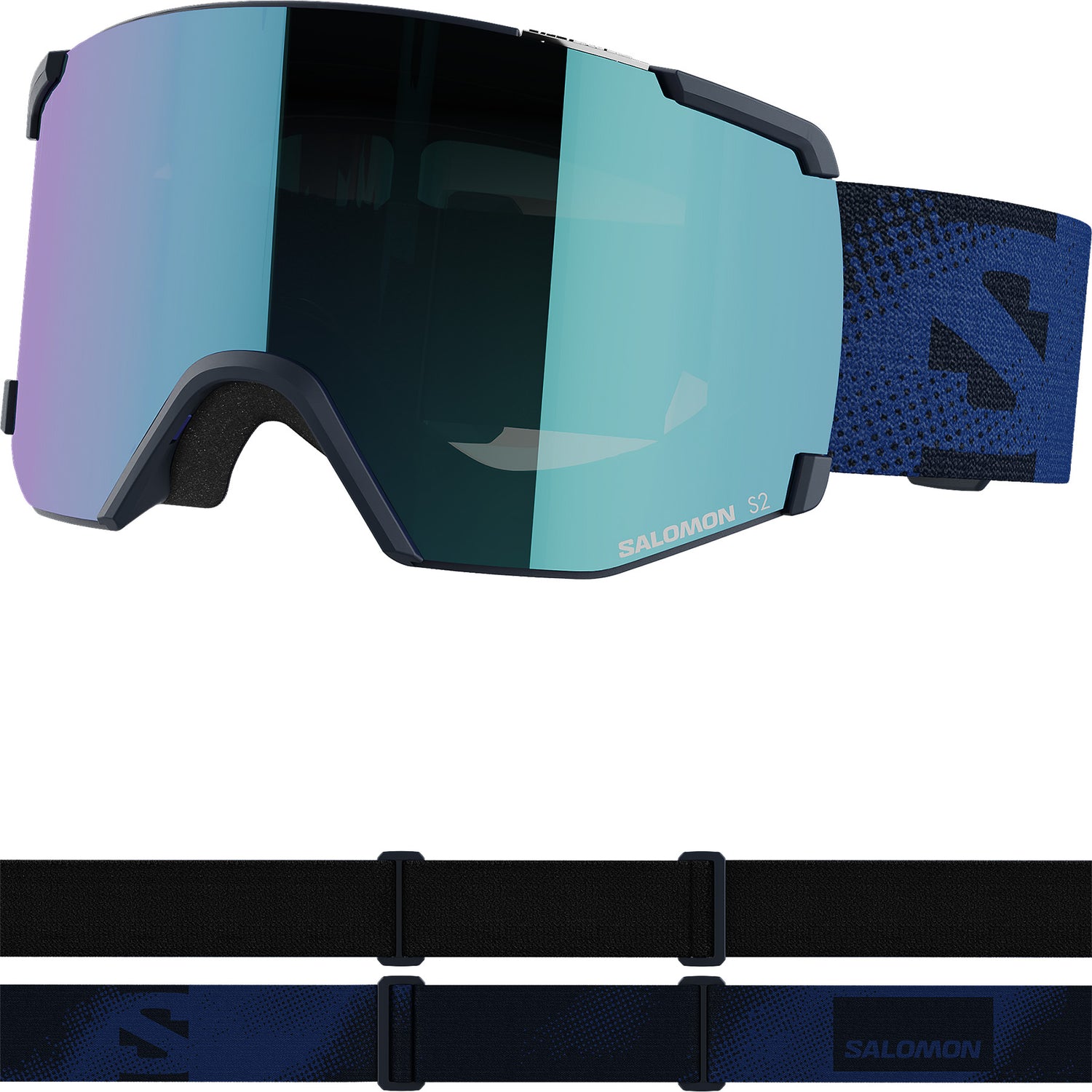Salomon S/View Ski Goggles Black/Black-Dress Blue/Mid Blue-Heavenly Pink/Ruby #- 53 Degrees North 