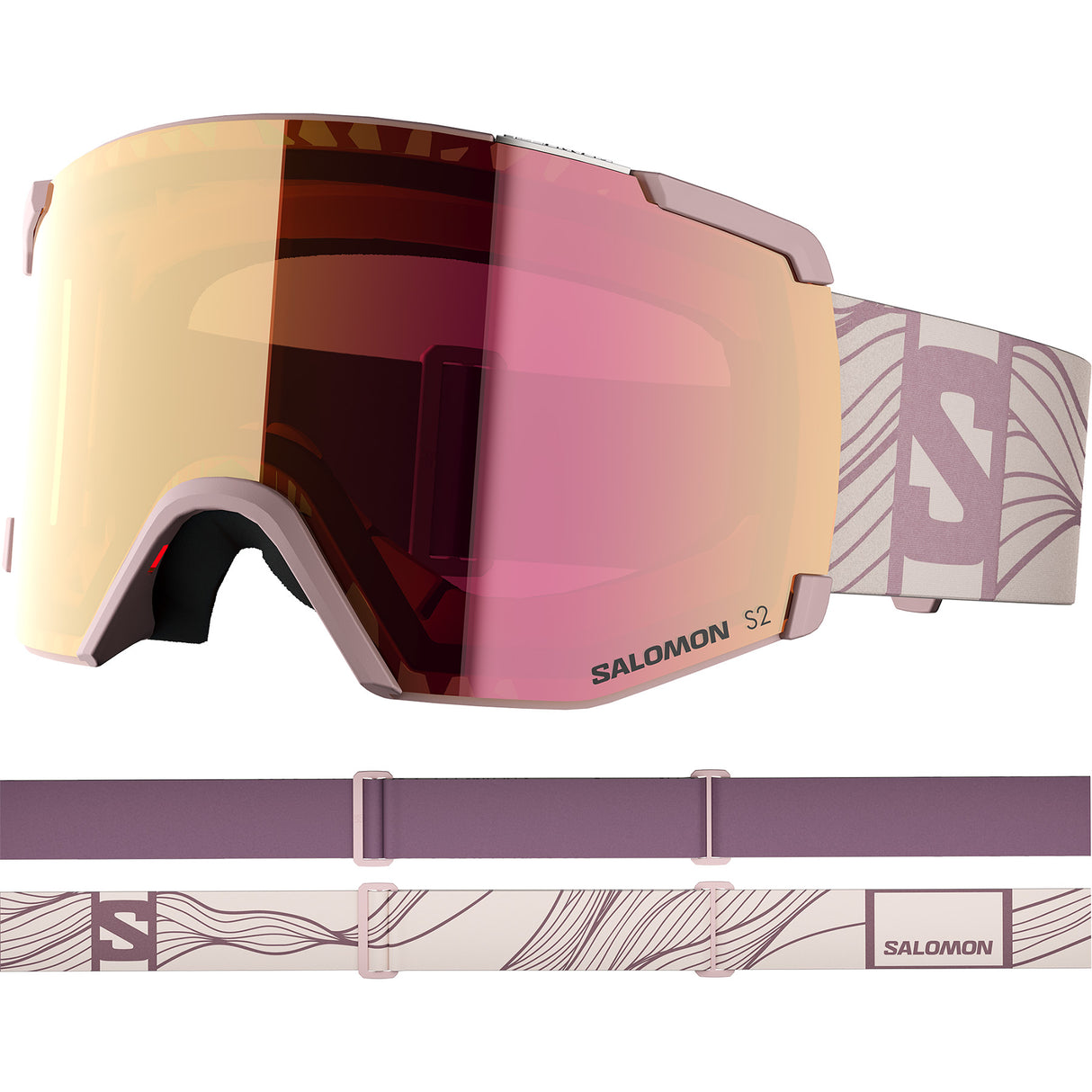 Salomon S/View Ski Goggles Black/Black-Dress Blue/Mid Blue-Heavenly Pink/Ruby #- 53 Degrees North 