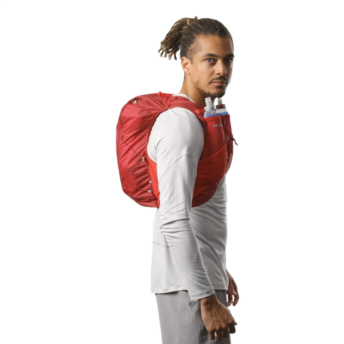 Salomon Active Skin 12 Set Trail Running Vest in Red Dahlia/High Risk Red