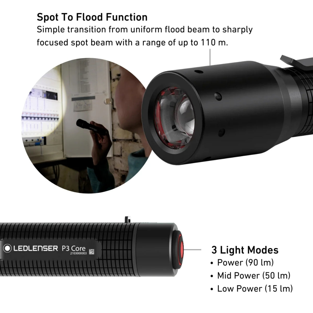 LEDLenser P3 Core Mini Torch Black - 53 Degrees North 