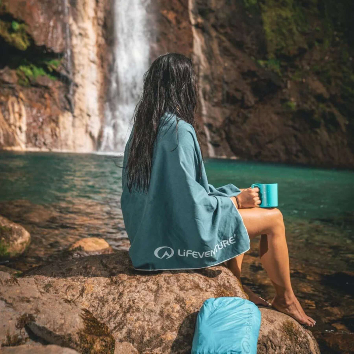 Lifeventure Recycled SoftFibre Towel Giant Teal-Sun - 53 Degrees North 