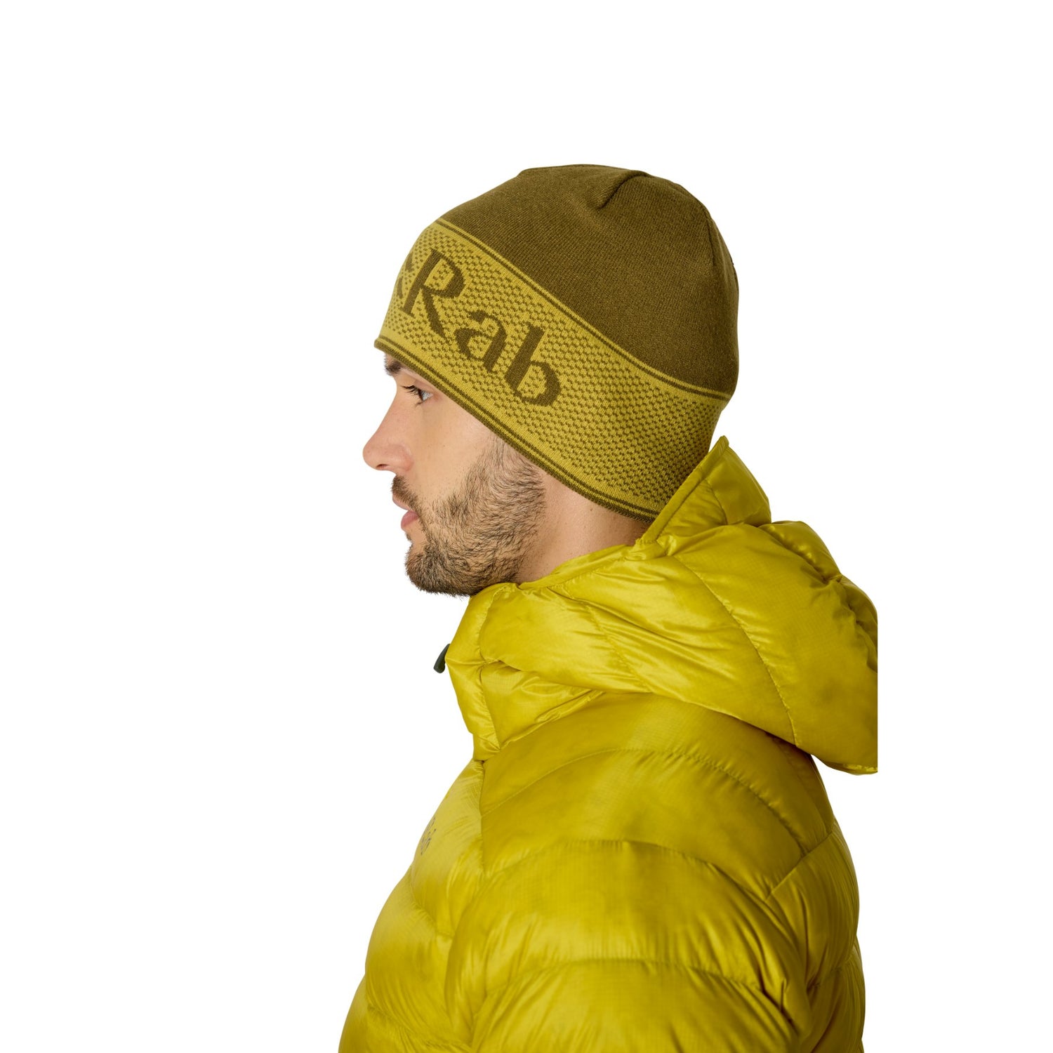 Rab Logo Band Beanie Oak/Dark Pollen-Black/Graphene #- 53 Degrees North 