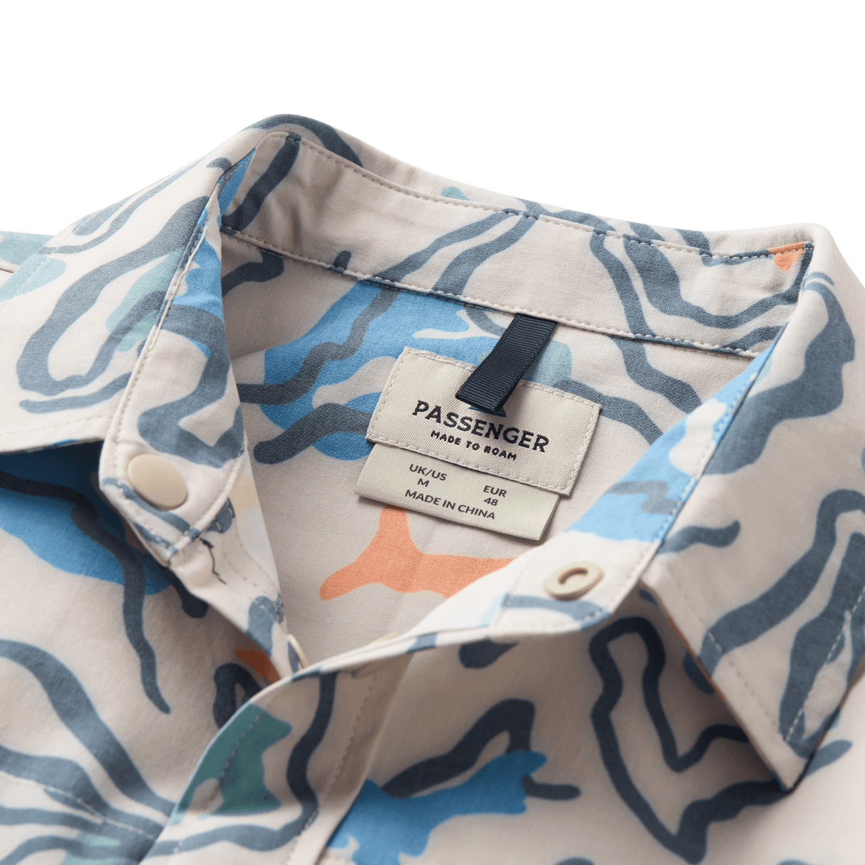 Passenger Men's Traveller Short Sleeve Stretch Shirts Dark Denim / Small-Dark Denim / Medium-Dark Denim / Large-Dark Denim / X-Large-Abstract Strata Multi / Small #- 53 Degrees North 