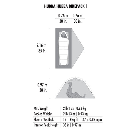 MSR Hubba Hubba Bikepack 1-Person Tent Green / 1 Person - 53 Degrees North 