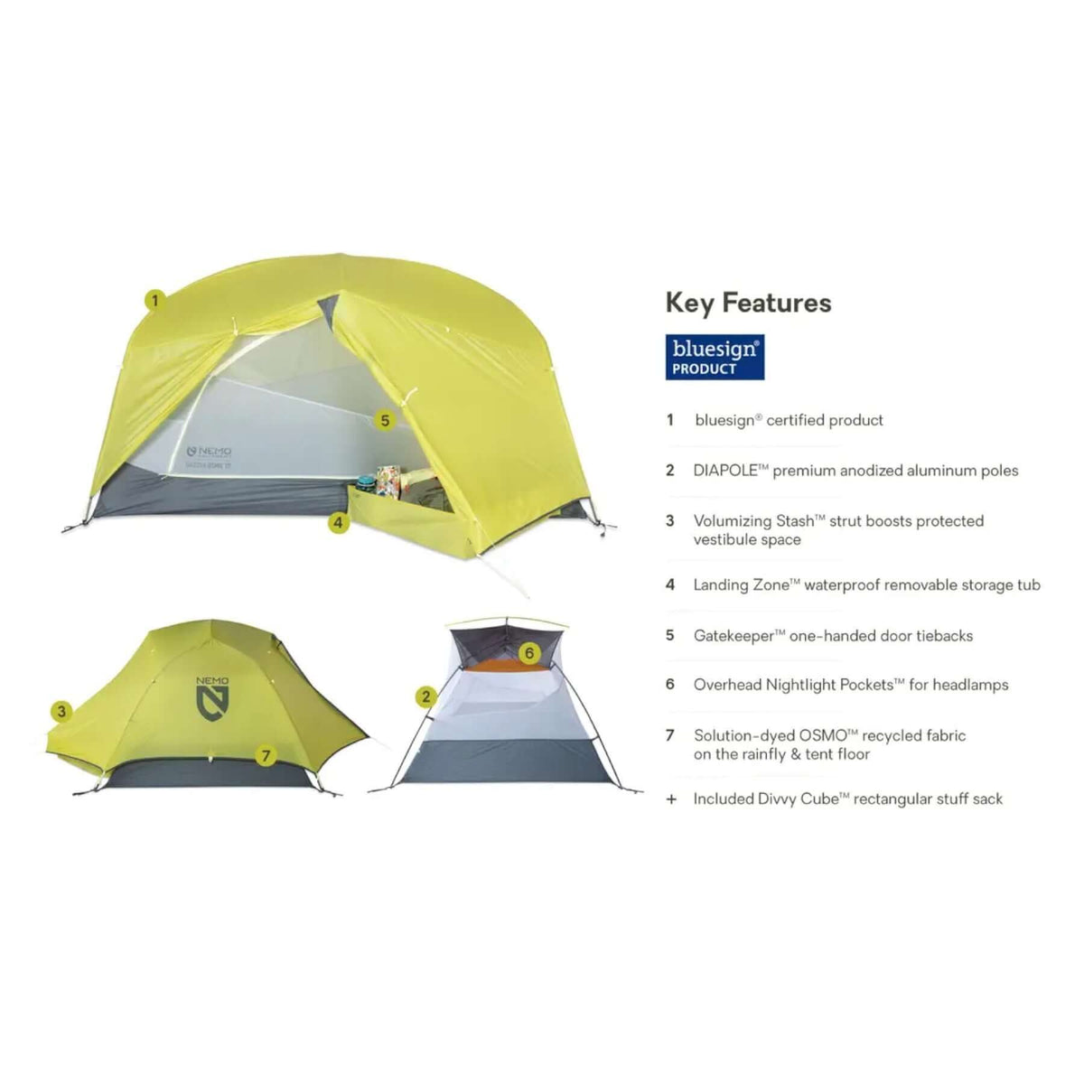 Nemo Dagger Ridge OSMO 2-Person Backpacking Tent Birch Bud - 53 Degrees North