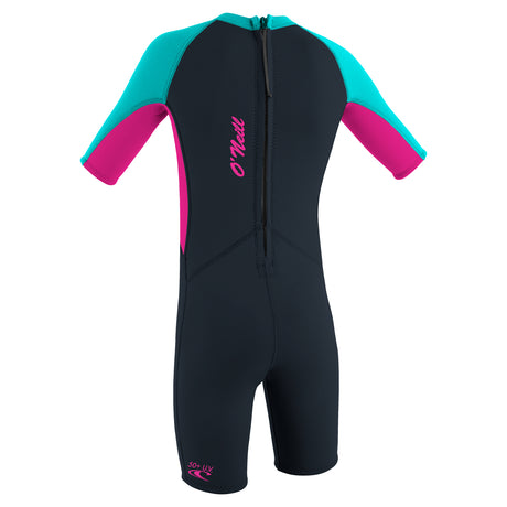 O'Neill Girls' Toddler Reactor-2 2mm Back Zip Short Sleeve Spring Wetsuit Slate/Berry/Light Aqua / Age 2-Slate/Berry/Light Aqua / Age 3-Slate/Berry/Light Aqua / Age 4-Slate/Berry/Light Aqua / Age 5-6 - 53 Degrees North 