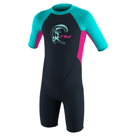 O'Neill Girls' Toddler Reactor-2 2mm Back Zip Short Sleeve Spring Wetsuit Slate/Berry/Light Aqua / Age 2-Slate/Berry/Light Aqua / Age 3-Slate/Berry/Light Aqua / Age 4-Slate/Berry/Light Aqua / Age 5-6 - 53 Degrees North 