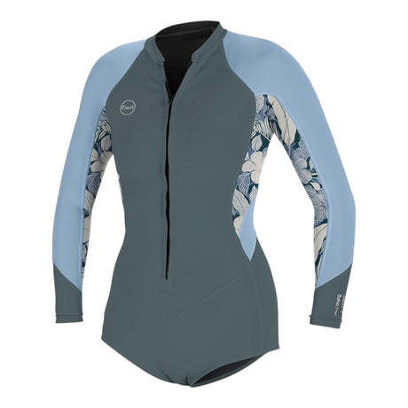 O'Neill Women's Bahia 2/1 Front Zip Long Sleeve Short Spring Shade/Palmen Trop/Faded Denim / X-Small-Shade/Palmen Trop/Faded Denim / Small-Shade/Palmen Trop/Faded Denim / Medium-Shade/Palmen Trop/Faded Denim / Large - 53 Degrees North 