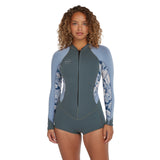 O'Neill Women's Bahia 2/1 Front Zip Long Sleeve Short Spring Shade/Palmen Trop/Faded Denim / X-Small-Shade/Palmen Trop/Faded Denim / Small-Shade/Palmen Trop/Faded Denim / Medium-Shade/Palmen Trop/Faded Denim / Large - 53 Degrees North 