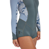 O'Neill Women's Bahia 2/1 Front Zip Long Sleeve Short Spring Shade/Palmen Trop/Faded Denim / X-Small-Shade/Palmen Trop/Faded Denim / Small-Shade/Palmen Trop/Faded Denim / Medium-Shade/Palmen Trop/Faded Denim / Large - 53 Degrees North 