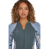O'Neill Women's Bahia 2/1 Front Zip Long Sleeve Short Spring Shade/Palmen Trop/Faded Denim / X-Small-Shade/Palmen Trop/Faded Denim / Small-Shade/Palmen Trop/Faded Denim / Medium-Shade/Palmen Trop/Faded Denim / Large - 53 Degrees North 