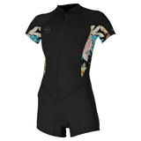 O'Neill Women's Bahia 2/1 Front Zip Short Sleeve Spring Wetsuit Black/Mika Floral / X-Small-Black/Mika Floral / Small-Black/Mika Floral / Medium-Black/Mika Floral / Large - 53 Degrees North 