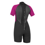 O'Neill Women's Reactor-2 2mm Short Sleeve Spring Wetsuit Black/Berry / X-Small-Black/Berry / Small-Black/Berry / Medium-Black/Berry / Large-Black/Berry / X-Large - 53 Degrees North 