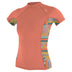 O'Neill Women's Side Print Short Sleeve Rash Guard Faded Denim/Palmento Tropical / X-Small-Faded Denim/Palmento Tropical / Small-Faded Denim/Palmento Tropical / Medium-Faded Denim/Palmento Tropical / Large-Faded Denim/Palmento Tropical / X-Large - 53 Degrees North 