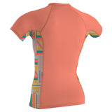 O'Neill Women's Side Print Short Sleeve Rash Guard Faded Denim/Palmento Tropical / X-Small-Faded Denim/Palmento Tropical / Small-Faded Denim/Palmento Tropical / Medium-Faded Denim/Palmento Tropical / Large-Faded Denim/Palmento Tropical / X-Large - 53 Degrees North 