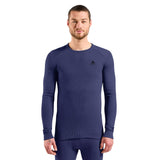 Odlo Men's Active Warm Baselayer Crew Neck Baselayer Skipper Blue / Small-Skipper Blue / Medium-Skipper Blue / Large-Skipper Blue / X-Large-Skipper Blue / XX-Large - 53 Degrees North 