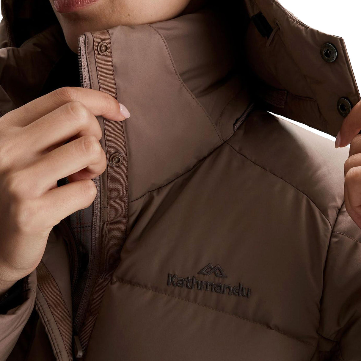 Kathmandu Women's Winterburn Longline Down Coat Taupe / X-Small-Taupe / Small-Taupe / Medium-Taupe / Large-Taupe / X-Large #- 53 Degrees North 