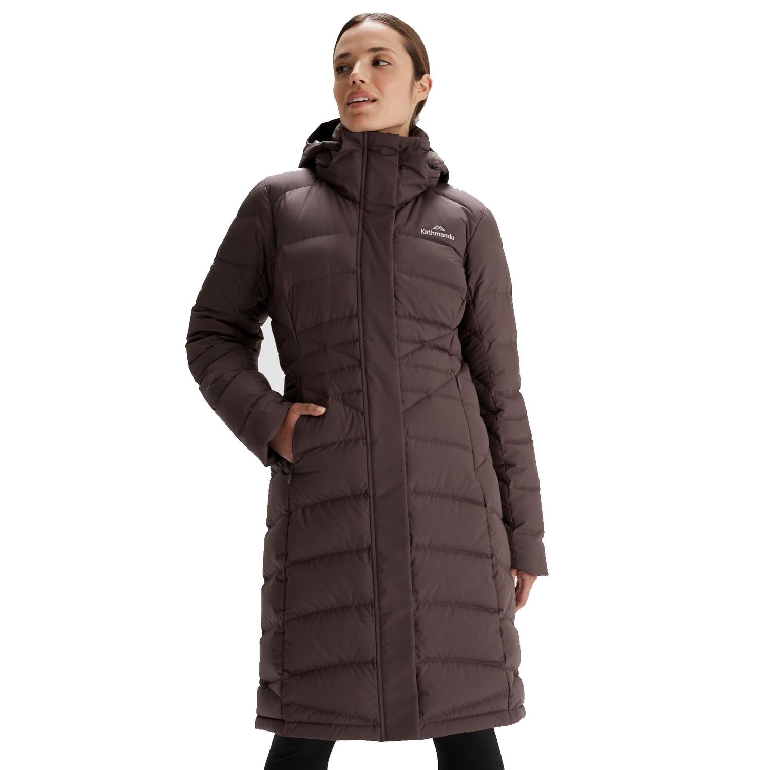 Kathmandu Women's Winterburn Longline Down Coat Taupe / X-Small-Taupe / Small-Taupe / Medium-Taupe / Large-Taupe / X-Large #- 53 Degrees North 