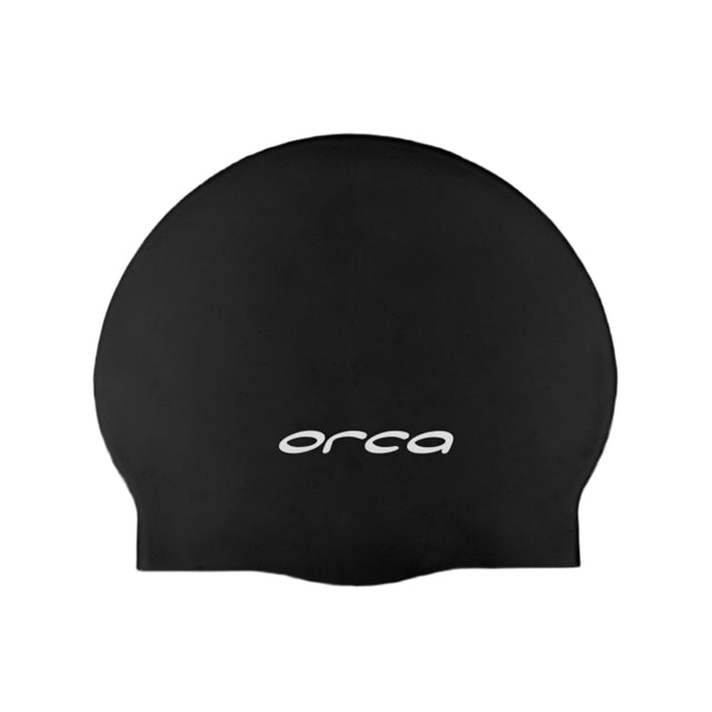 Orca Silicone Swim Cap Black-Hi-Vis Orange - 53 Degrees North 