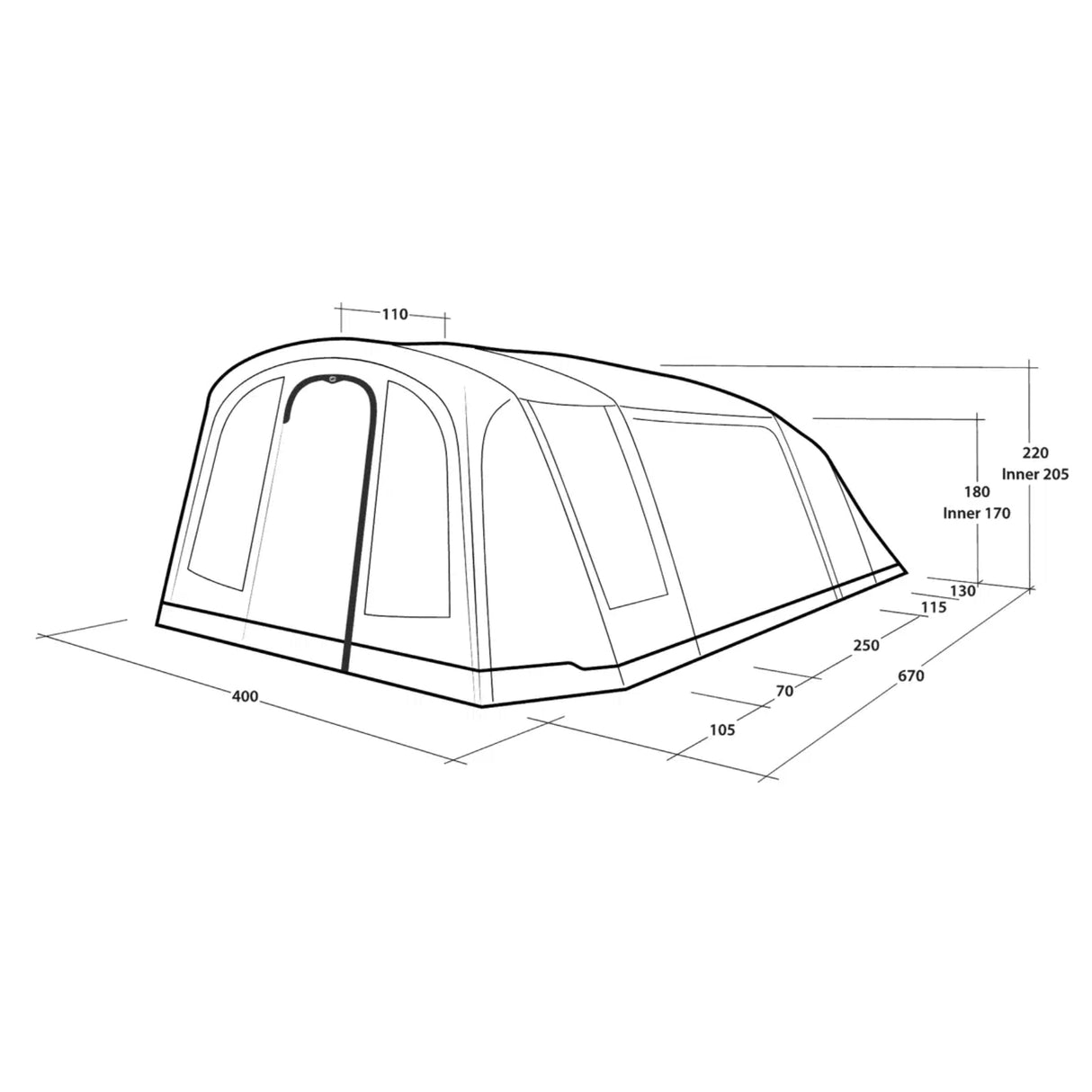 Outwell Sacramento 6 Air 6-Person Tent Blue - 53 Degrees North 