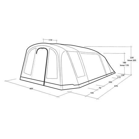 Outwell Sacramento 6 Air 6-Person Tent Blue - 53 Degrees North 