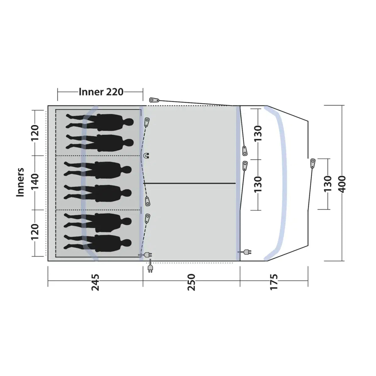 Outwell Sacramento 6 Air 6-Person Tent Blue - 53 Degrees North 