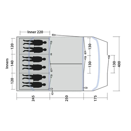 Outwell Sacramento 6 Air 6-Person Tent Blue - 53 Degrees North 