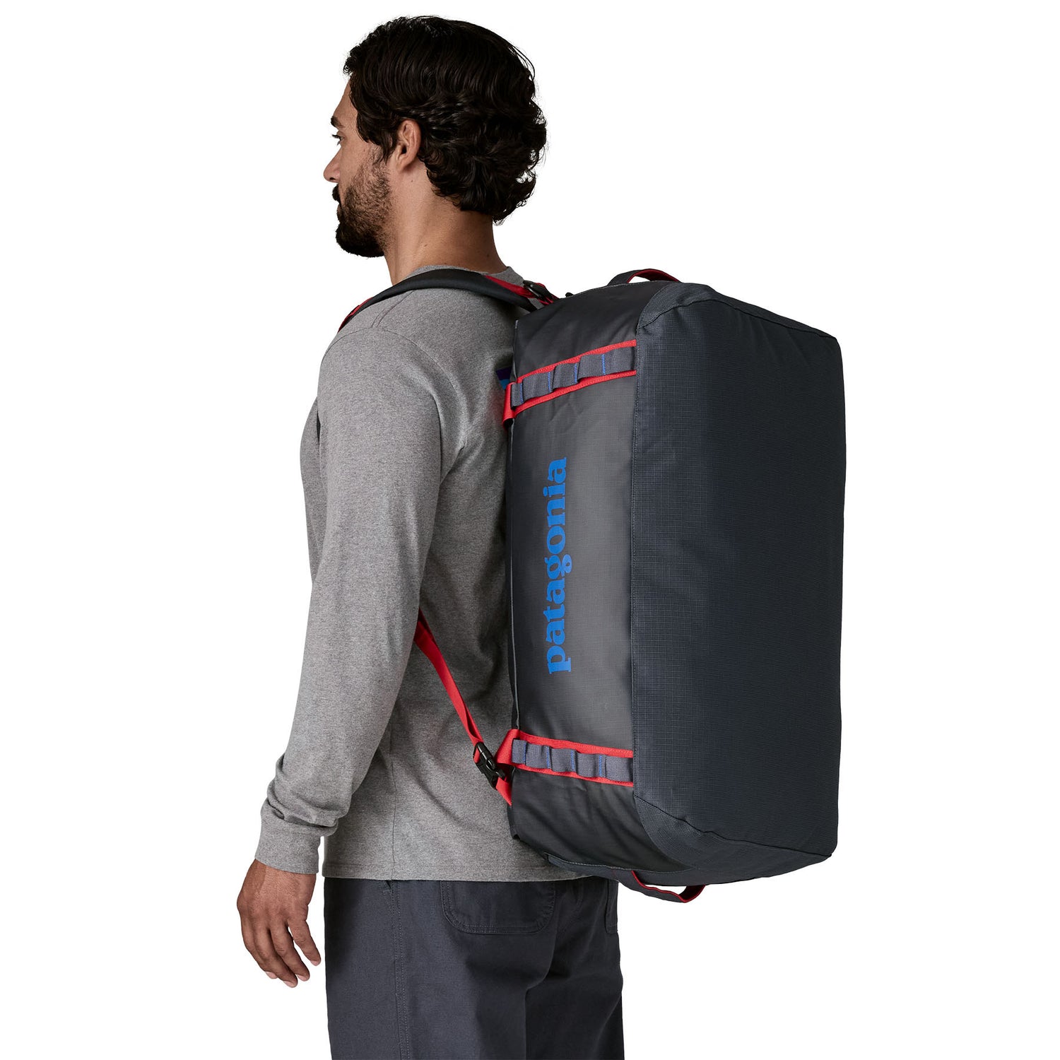 Patagonia Black Hole Duffel 55L Smolder Blue/Amanita Red-Black-Smolder Blue-Black/Black - 53 Degrees North 