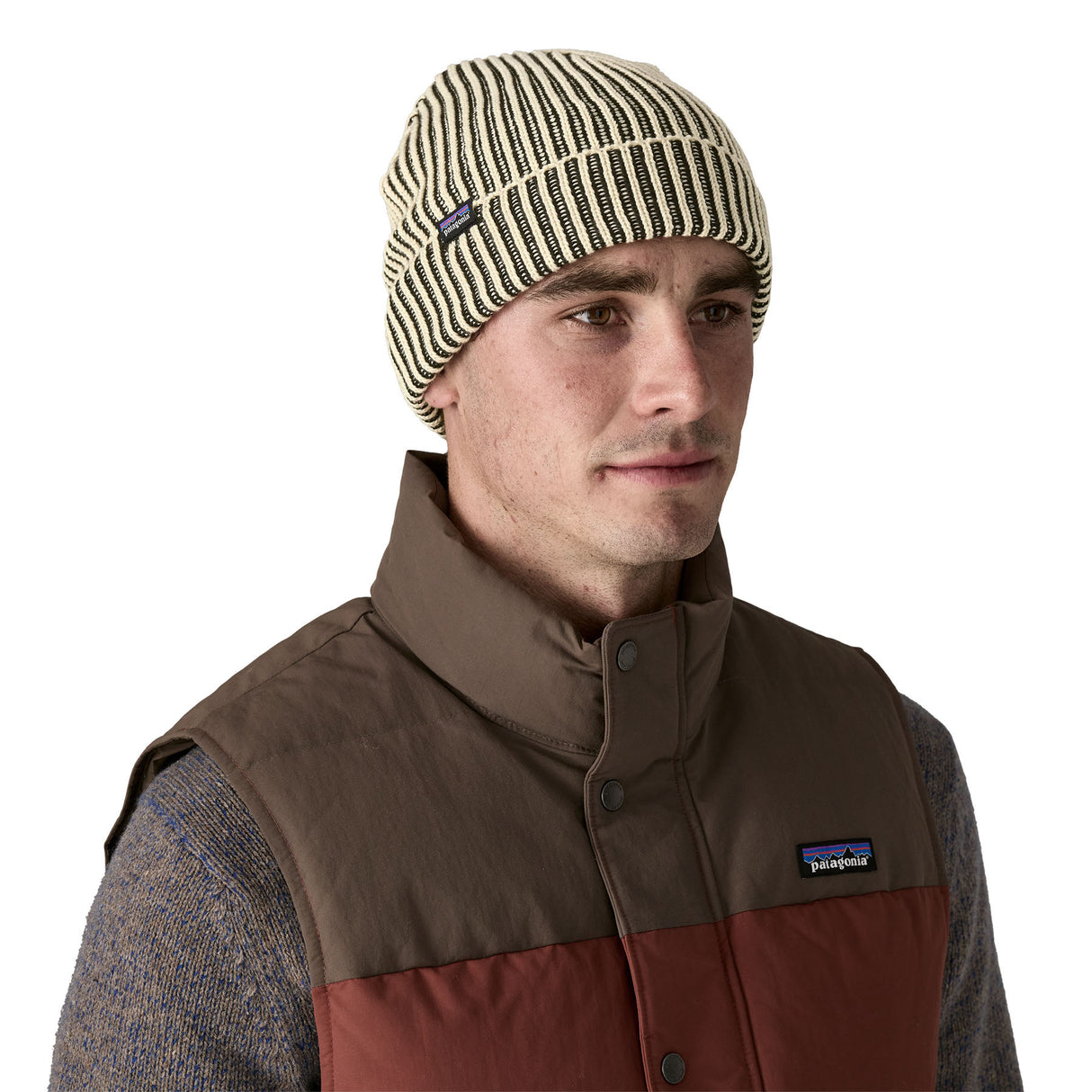Patagonia Fisherman's Rolled Beanie Contrast Stripe/Black-Contrast Stripe/Brisk Purple-Cascade Green-Black-Navy Blue - 53 Degrees North 