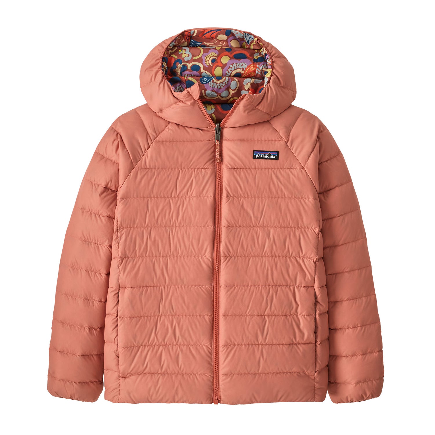 Patagonia Kids' Reversible Down Sweater Hooded Jacket Mother Tree/Sunken Blue / Age 7-8-Mother Tree/Sunken Blue / Age 9-10-Mother Tree/Sunken Blue / Age 11-12-Mother Tree/Sunken Blue / Age 13-14-Mother Tree/Sunken Blue / Age 15-16 - 53 Degrees North 