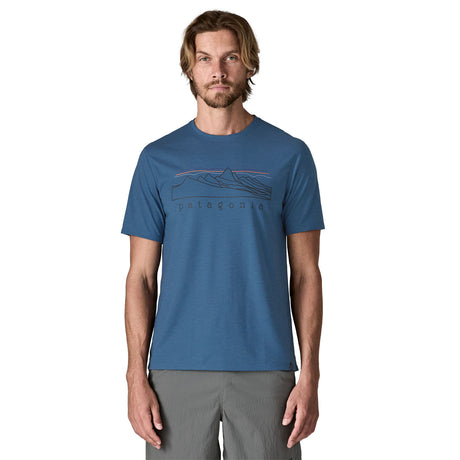 Patagonia Men's Cap Cool Trail Shirt - Stratapeaks Aquatic Blue / Small-Aquatic Blue / Medium-Aquatic Blue / Large-Aquatic Blue / X-Large-Aquatic Blue / XX-Large - 53 Degrees North 