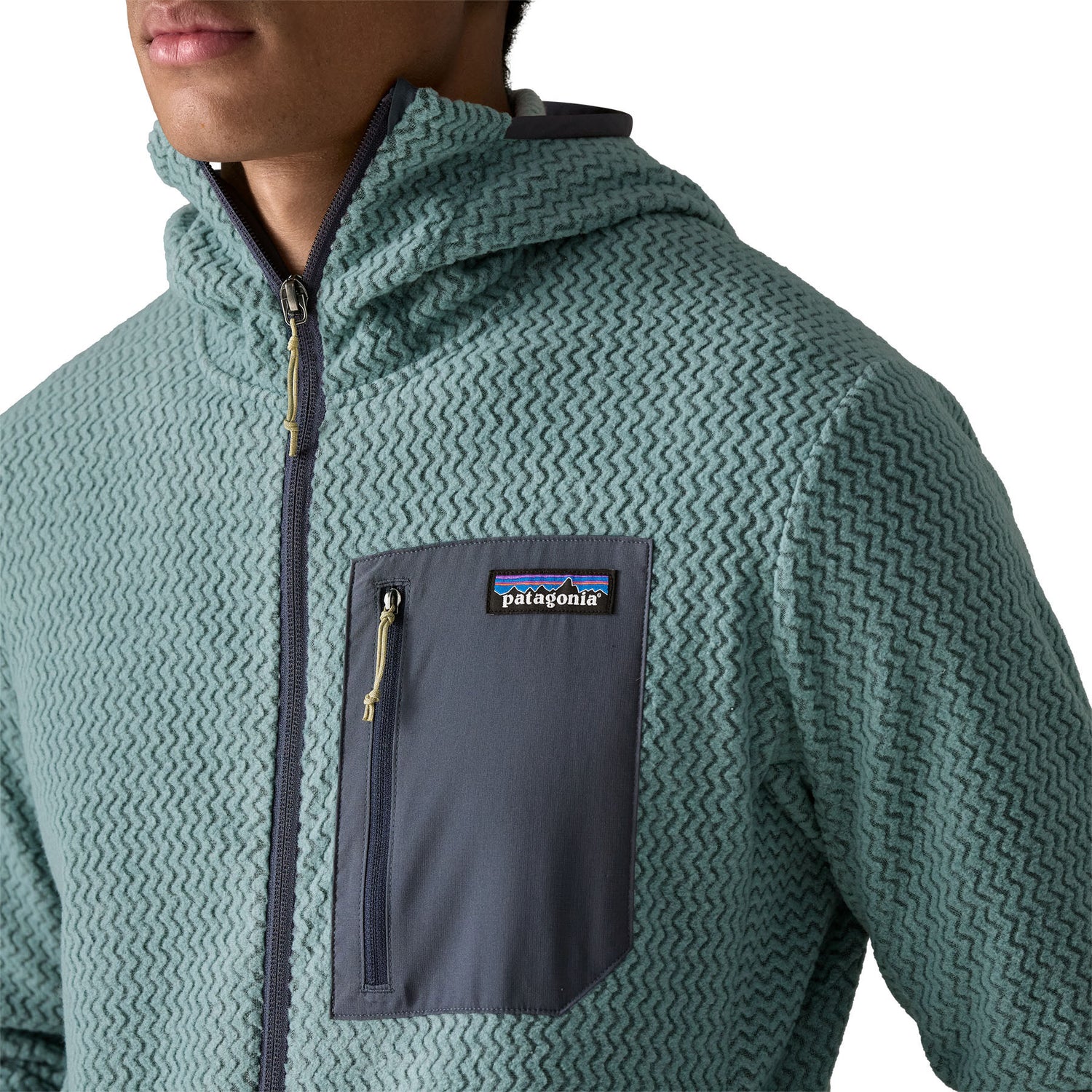 Patagonia Men's R1 Air Full-Zip Hooded Lightweight Fleece Jacket Blue Sage / Small-Blue Sage / Medium-Blue Sage / Large-Blue Sage / X-Large-Blue Sage / XX-Large - 53 Degrees North 