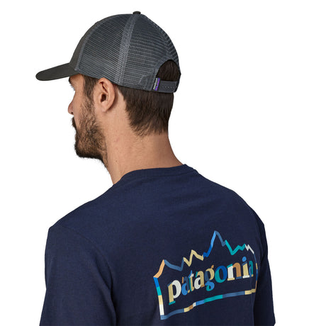Patagonia P-6 Logo LoPro Trucker Hat Forge Grey-White/Peach Sherbet-Barnacle Blue-Black-New Navy - 53 Degrees North 