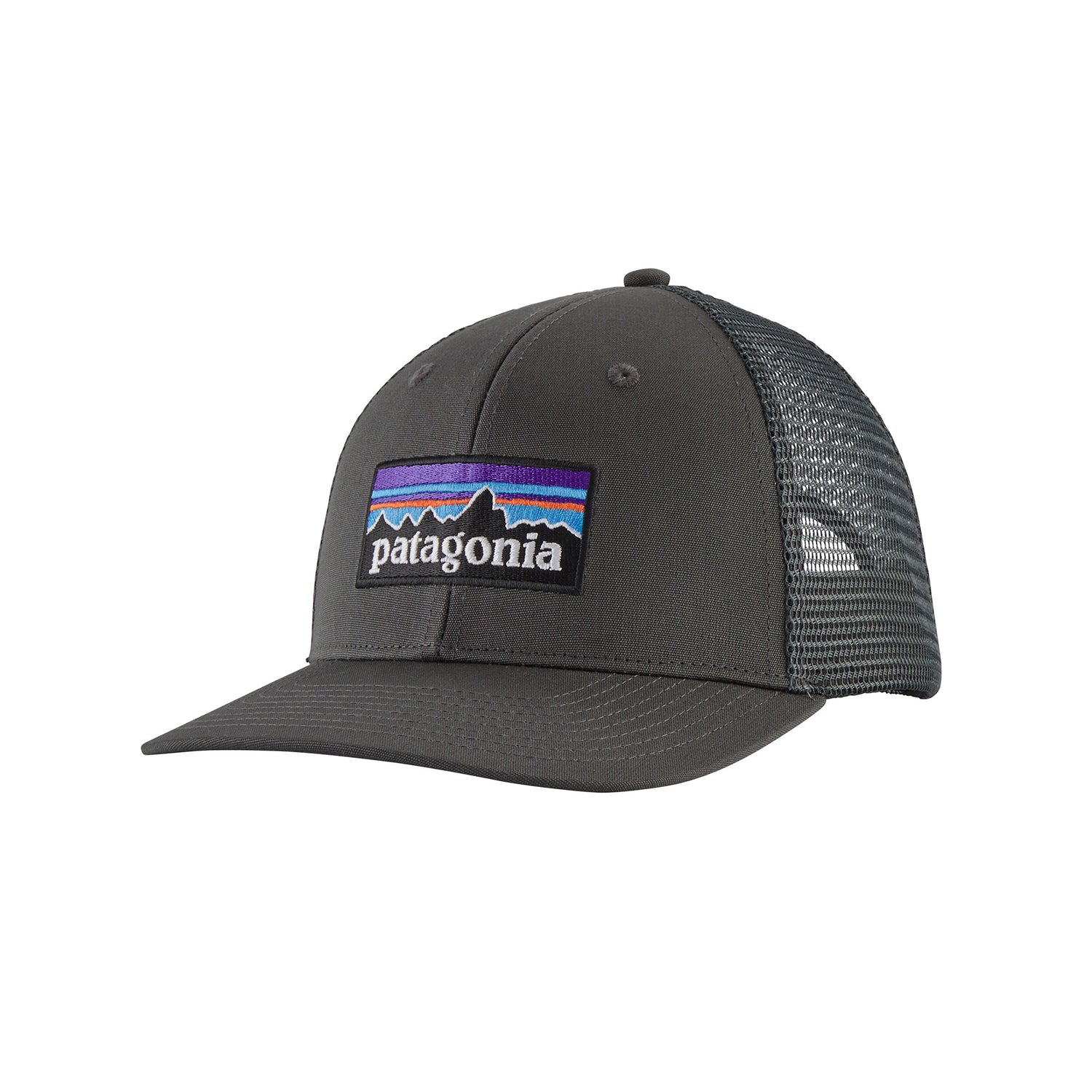 Patagonia P-6 Logo Trucker Hat Shore Blue-White/Quiet Violet-Gumtree Green-Forge Grey-Potters Red - 53 Degrees North 